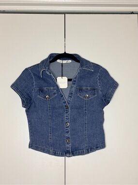Altar'd State Crop Denim Button-Up